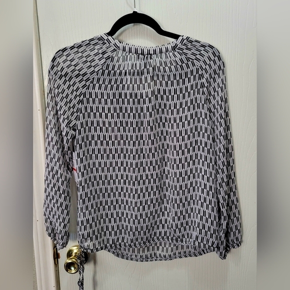 Jessica Simpson Blouse striped Chiffon Tie Waist Peasant Top - Picture 5 of 9